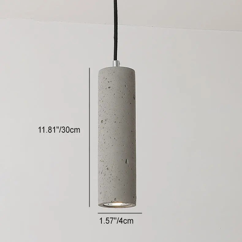 Contemporary Industrial Cylindrical Rough Texture Cement 1-light Pendant Light for Living Room Lumendat
