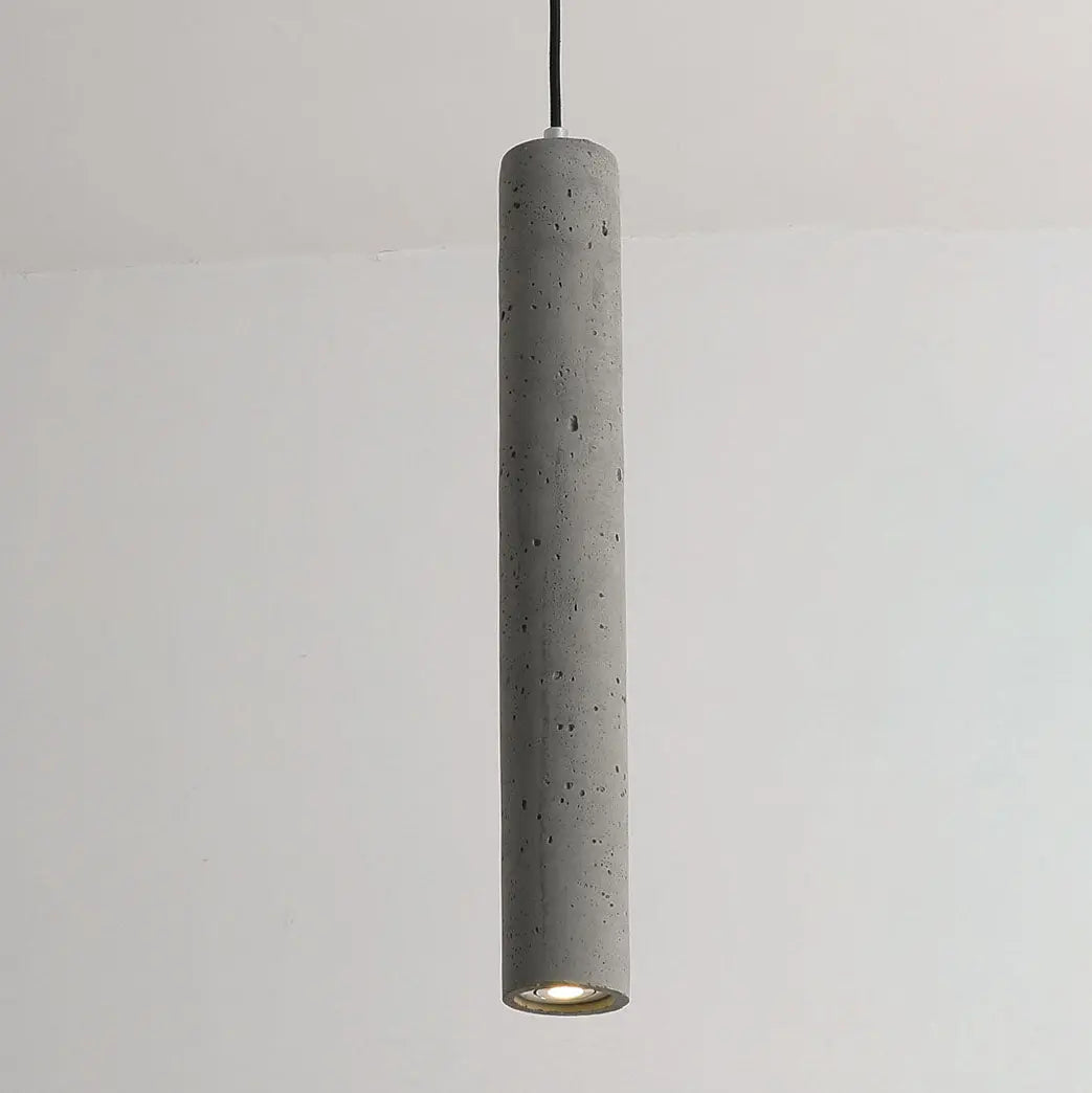 Contemporary Industrial Cylindrical Rough Texture Cement 1-light Pendant Light for Living Room Lumendat