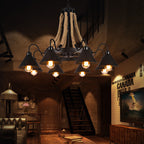 Industrial Rope 6/8/10-light Metal Cone Shade Chandeliers BulbSquare