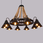Industrial Rope 6/8/10-light Metal Cone Shade Chandeliers BulbSquare