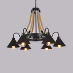 Industrial Rope 6/8/10-light Metal Cone Shade Chandeliers BulbSquare