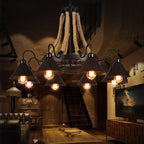 Industrial Rope 6/8/10-light Metal Cone Shade Chandeliers BulbSquare