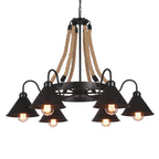 Industrial Rope 6/8/10-light Metal Cone Shade Chandeliers BulbSquare