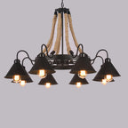 Industrial Rope 6/8/10-light Metal Cone Shade Chandeliers BulbSquare