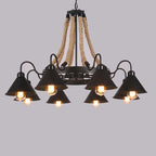 Industrial Rope 6/8/10-light Metal Cone Shade Chandeliers BulbSquare