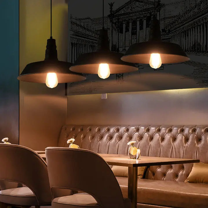 Contemporary Industrial Round Iron 1-light Pendant Light for Living Room Lumendat