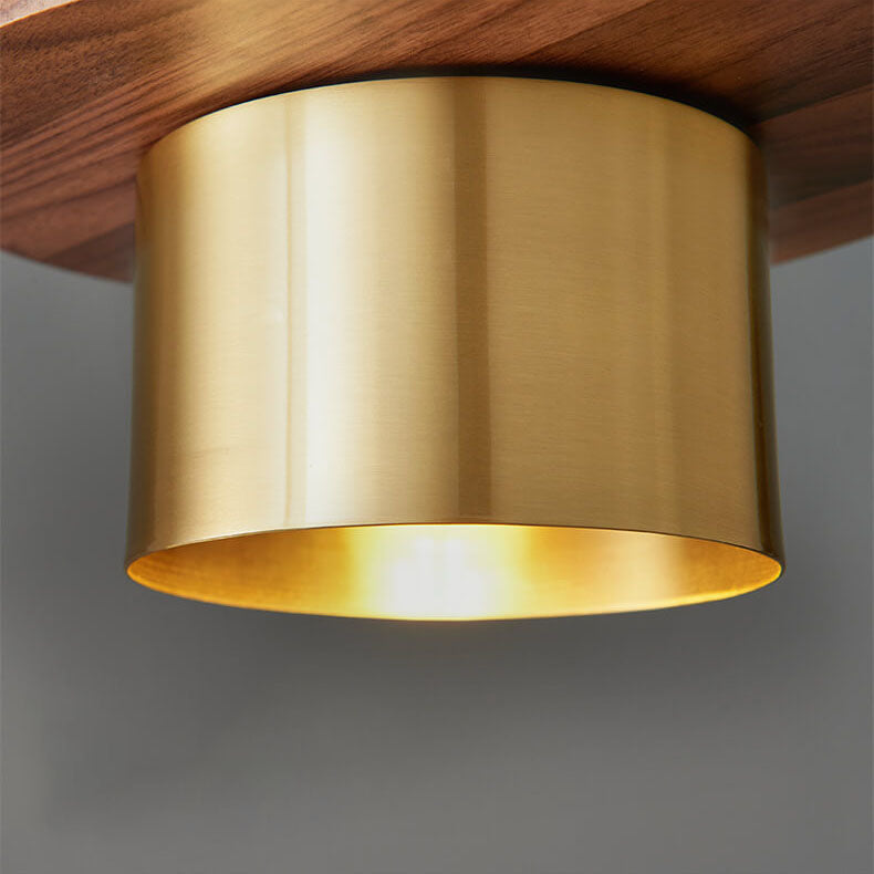 Nordic Luxury Walnut Brass Column 1-light Pendant Light