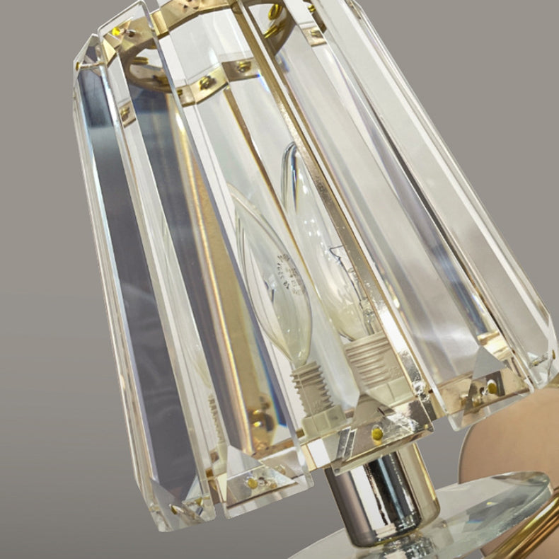Modern Luxury Metal Iron Stainless Steel Crystal Ball Cylinder 1-Light Wall Sconce Lamp For Bedside Lumendat
