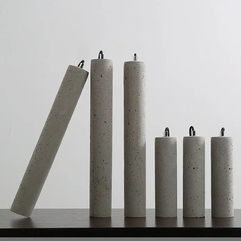 Contemporary Industrial Cylindrical Rough Texture Cement 1-light Pendant Light for Living Room Lumendat