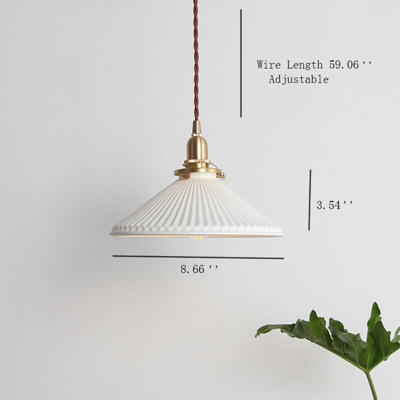 Textured Ceramics Shell 1-light Adjustable Length Dome Pendant Light BulbSquare
