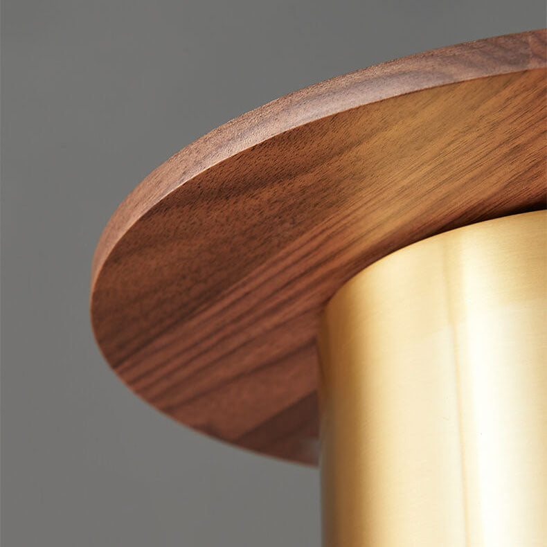 Nordic Luxury Walnut Brass Column 1-light Pendant Light