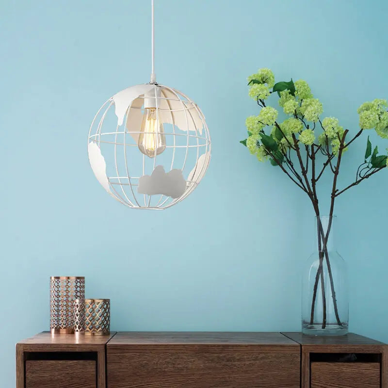 Contemporary Creative Round Earth Shaped Iron 1-light Pendant Light for Living Room Lumendat