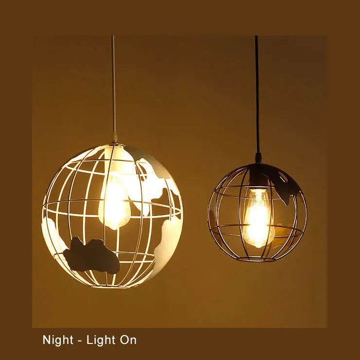 Contemporary Creative Round Earth Shaped Iron 1-light Pendant Light for Living Room Lumendat