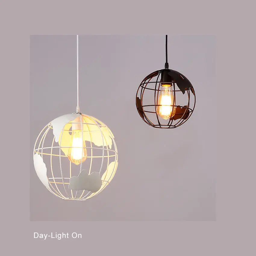 Contemporary Creative Round Earth Shaped Iron 1-light Pendant Light for Living Room Lumendat