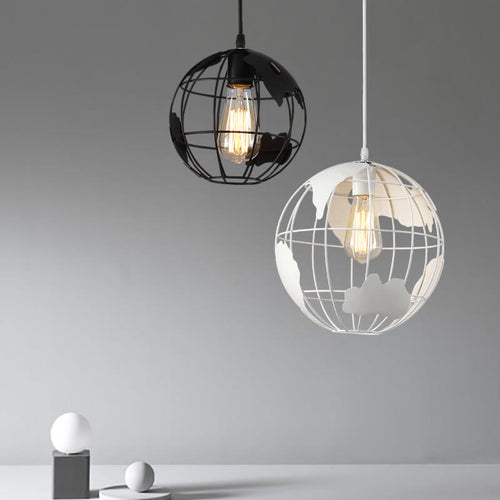 Contemporary Creative Round Earth Shaped Iron 1-Light Pendant Light For Living Room