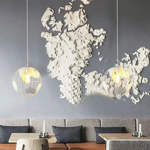 Contemporary Creative Round Earth Shaped Iron 1-light Pendant Light for Living Room Lumendat