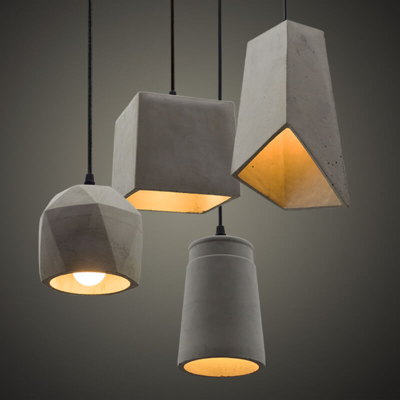 Industrial Simplicity Cement Geometric 1-light Pendant Light BulbSquare
