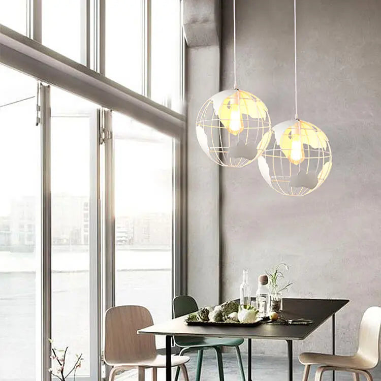 Contemporary Creative Round Earth Shaped Iron 1-light Pendant Light for Living Room Lumendat