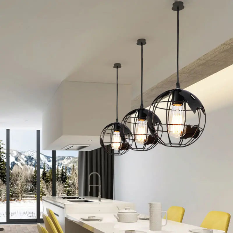 Contemporary Creative Round Earth Shaped Iron 1-light Pendant Light for Living Room Lumendat