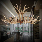 Contemporary Industrial Antler Metal Resin 6-Light Chandeliers for Living Room Lumendat