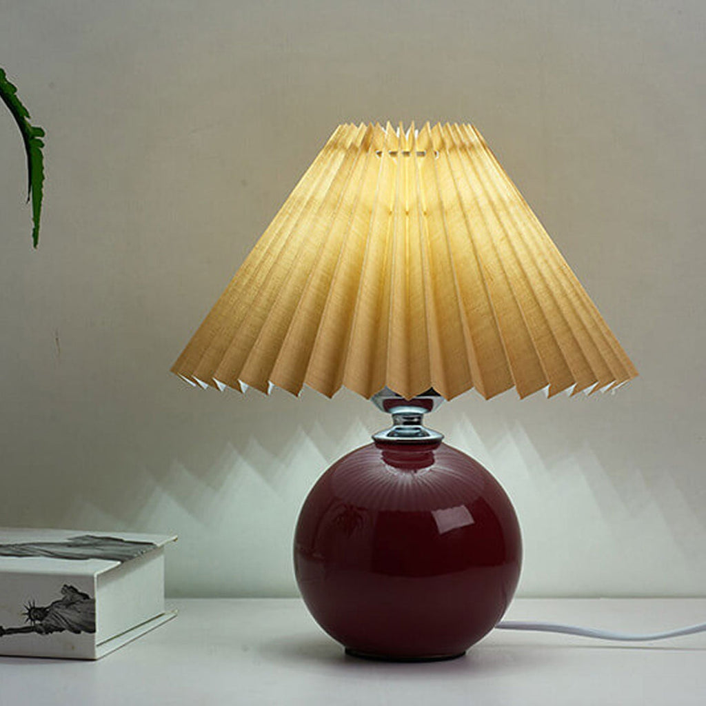 Nordic Minimalist Ceramic Pleated 1-Light Table Lamp Lumendat