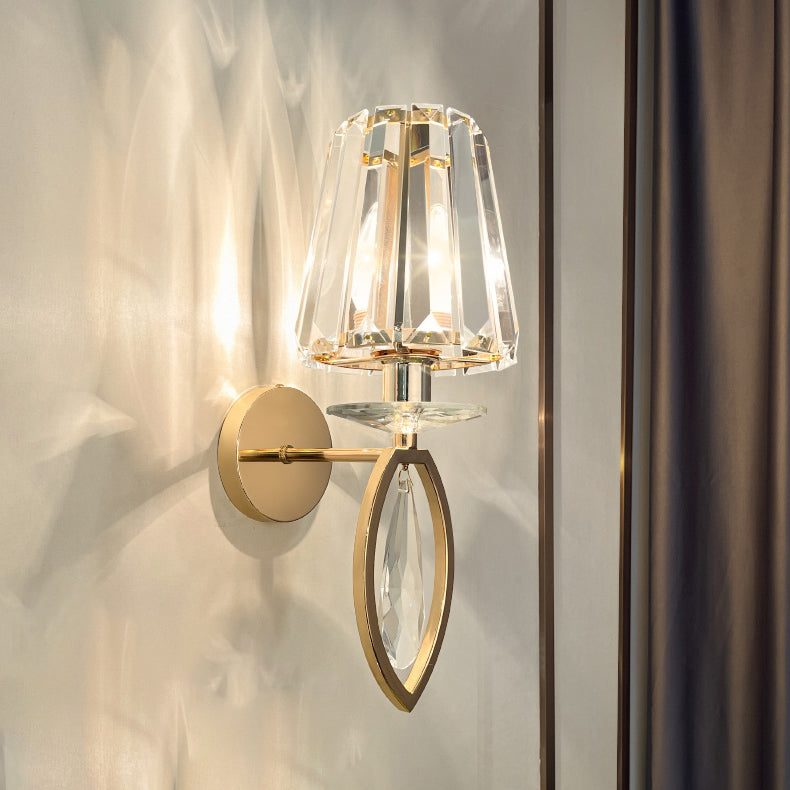 Modern Luxury Metal Iron Stainless Steel Crystal Ball Cylinder 1-Light Wall Sconce Lamp For Bedside Lumendat