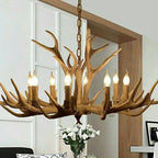 Contemporary Industrial Antler Metal Resin 6-Light Chandeliers for Living Room Lumendat