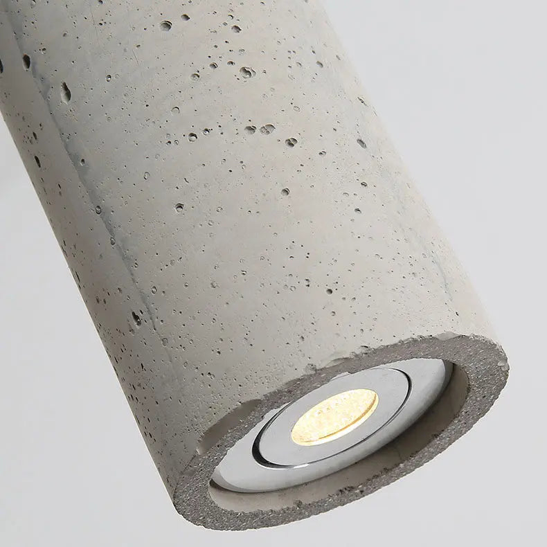 Contemporary Industrial Cylindrical Rough Texture Cement 1-light Pendant Light for Living Room Lumendat