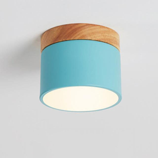 Scandinavian Macaroon Solid Color Log LED Flush Mount Ceiling Light BulbSquare