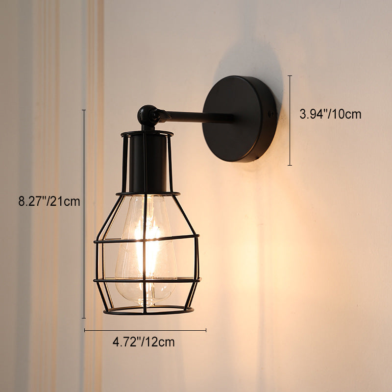 Traditional Vintage Cage Iron 1-Light Wall Sconce Lamp For Living Room Lumendat