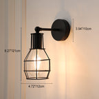 Traditional Vintage Cage Iron 1-Light Wall Sconce Lamp For Living Room Lumendat