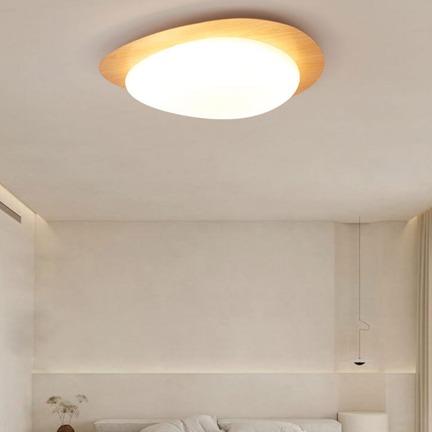 Nordic Iron Wood Grain Pebble LED Flush Mount Ceiling Light Lumendat