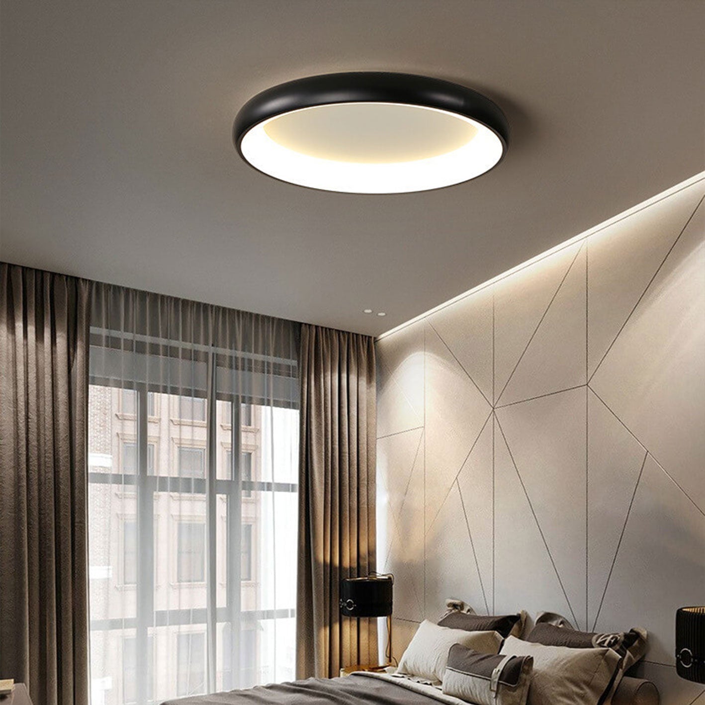 Modern Minimalist Round Aluminum Acrylic LED Flush Mount Ceiling Light Lumendat
