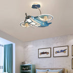 Lumendat Creative Cartoon Aircraft Kids Flush Mount Ceiling Fan Light Lumendat