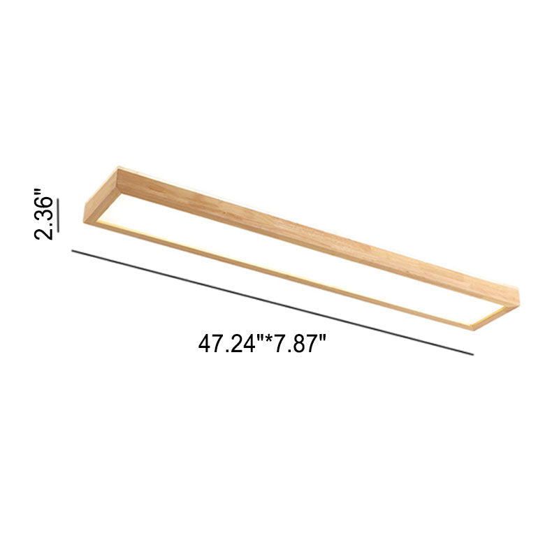 Japanese Minimalist Log Rectangular Walnut LED Flush Mount Ceiling Light BulbSquare
