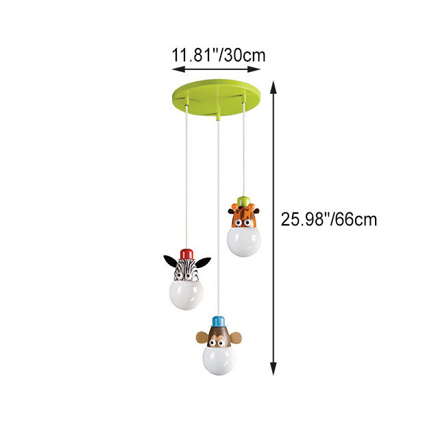 Lumendat Contemporary Creative Acrylic Cartoon Animal Hardware Frame 3-Light Kids Chandelier For Bedroom Lumendat