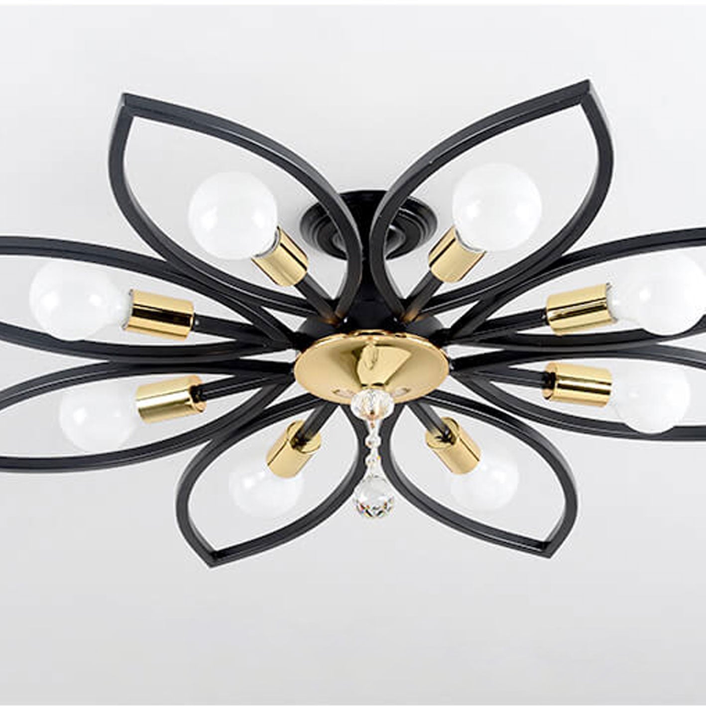 Nordic Light Luxury Wrought Iron Crystal 6/8-light Flush Mount Ceiling Light