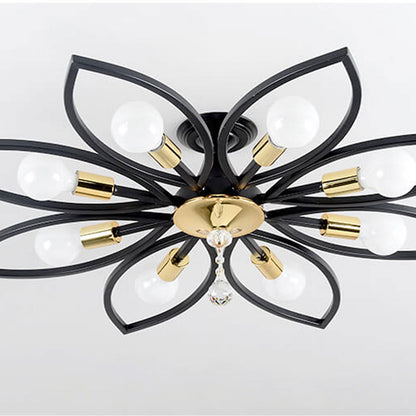 Nordic Light Luxury Wrought Iron Crystal 6/8-light Flush Mount Ceiling Light