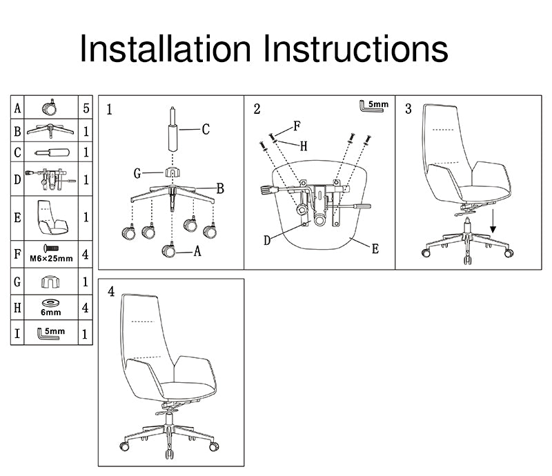 Modern Luxury Ergonomic Executive Chair - Leather Plywood Metal Office High Back Desk Chair With Adjustable Height, Swivel Wheels & Reclining Function Lumendat
