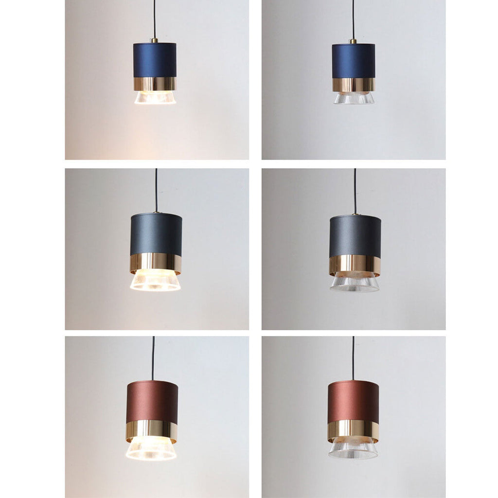 Nordic Light Luxury Cylindrical Aluminum Acrylic LED Pendant Light BulbSquare