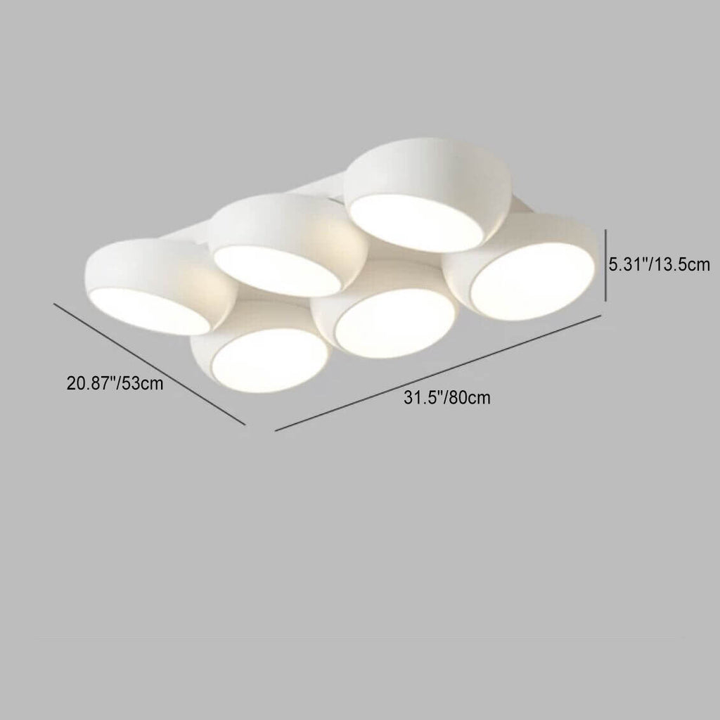 Scandinavian Modern Minimalist Iron Plastic Round LED Semi-flush Mount Ceiling Light BulbSquare