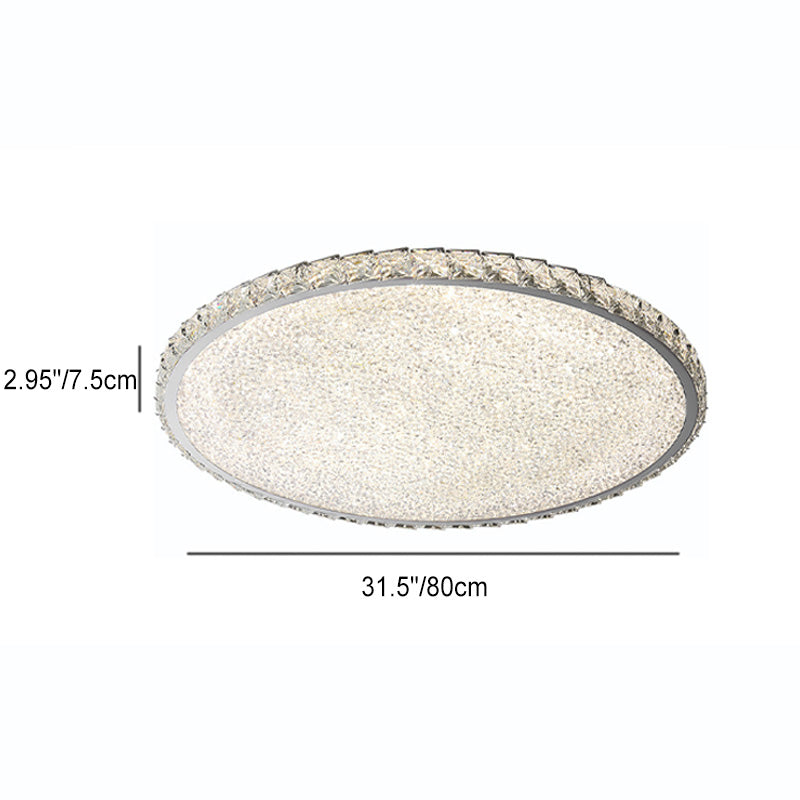 Modern Luxury Stainless Steel Crystal Round Square Rectangular LED Flush Mount Ceiling Light For Living Room Lumendat