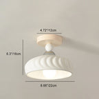 Contemporary Scandinavian Cream Ceramic Geometric Round Shade 1-Light Semi-Flush Mount Ceiling Light For Living Room