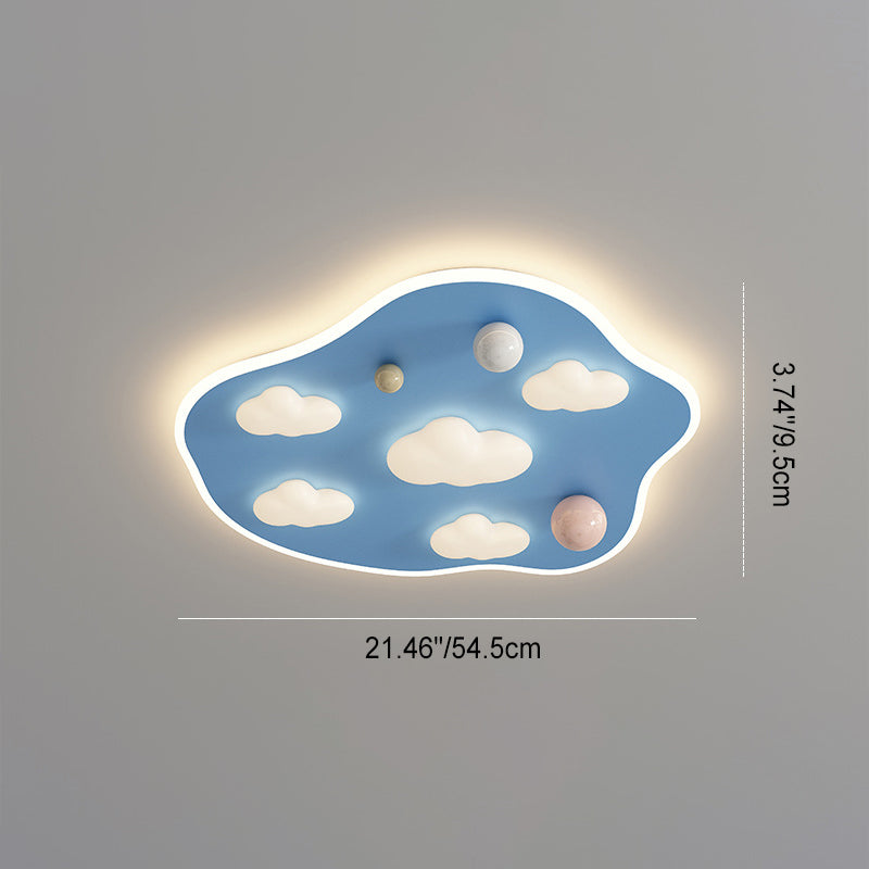 Lumendat Contemporary Creative Kids Iron Acrylic Round Irregular Shape Mouse Cloud LED Flush Mount Ceiling Light For Bedroom Lumendat