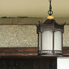 Retro Chinese Outdoor Waterproof Hexagonal Lantern 1-light Patio Pendant Light BulbSquare