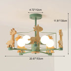 Scandinavian Modern Childlike Giraffe Diamond Pentagram Windmill Iron Wood Glass 4/5 Light Semi-Flush Mount Ceiling Light Lumendat