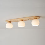 Japanese Vintage Striped Glass Wood Long Plate 2/3 Light Flush Mount Ceiling Light Lumendat