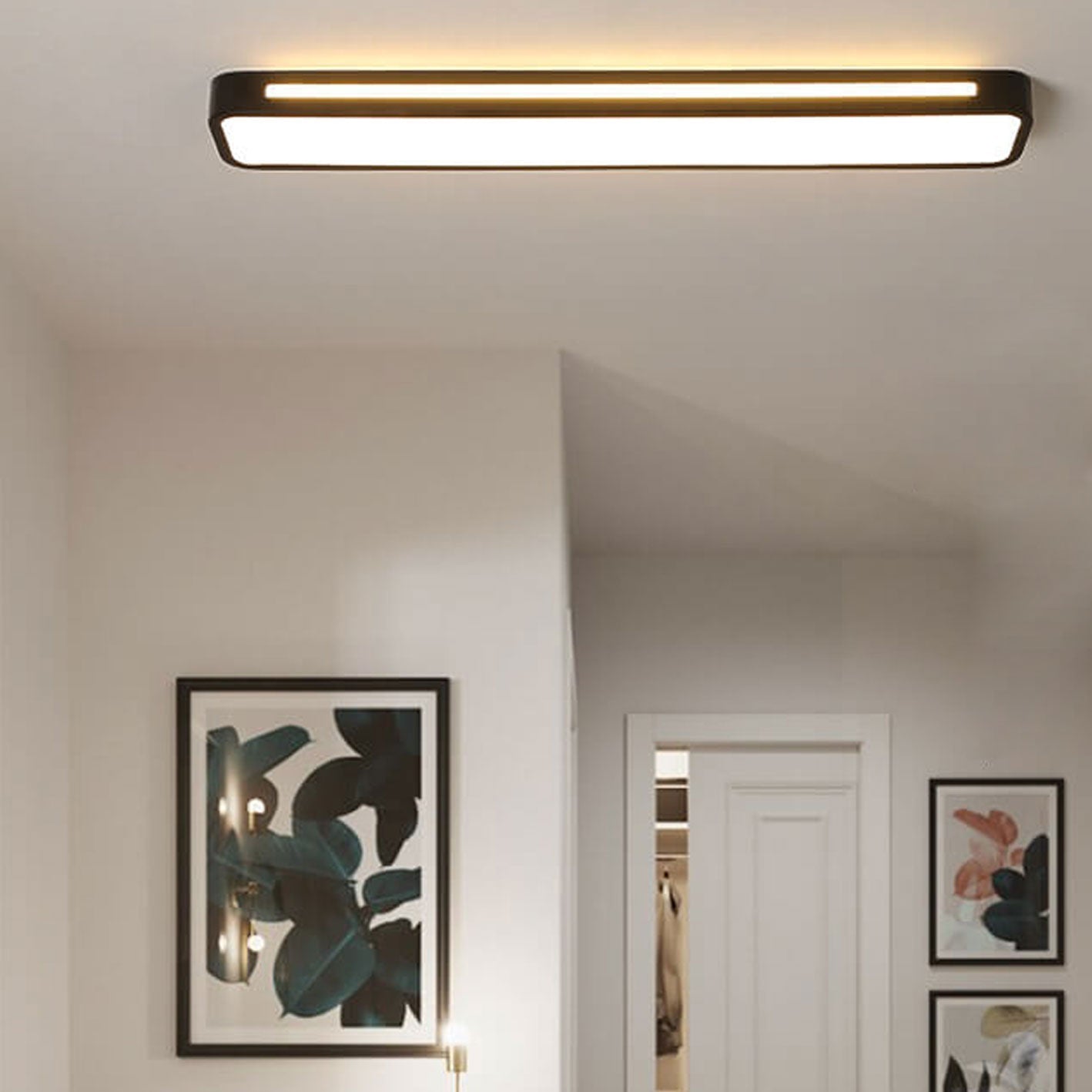 Nordic Minimalist Long LED Flush Mount Ceiling Light BulbSquare