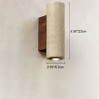 Japanese Wabi-Sabi Round Square Yellow Travertine Rubber Wood 1-Light Spotlight Wall Sconce Lamp
