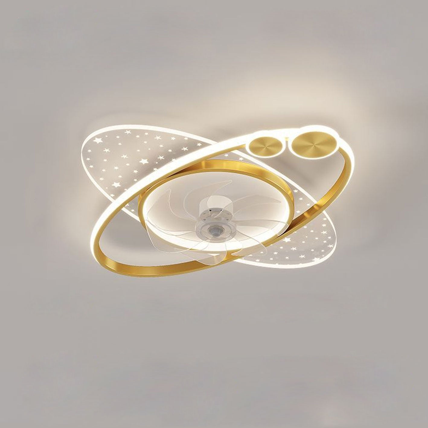 Lumendat Modern Creative Planet Star Effect LED Flush Mount Ceiling Fan Light Lumendat